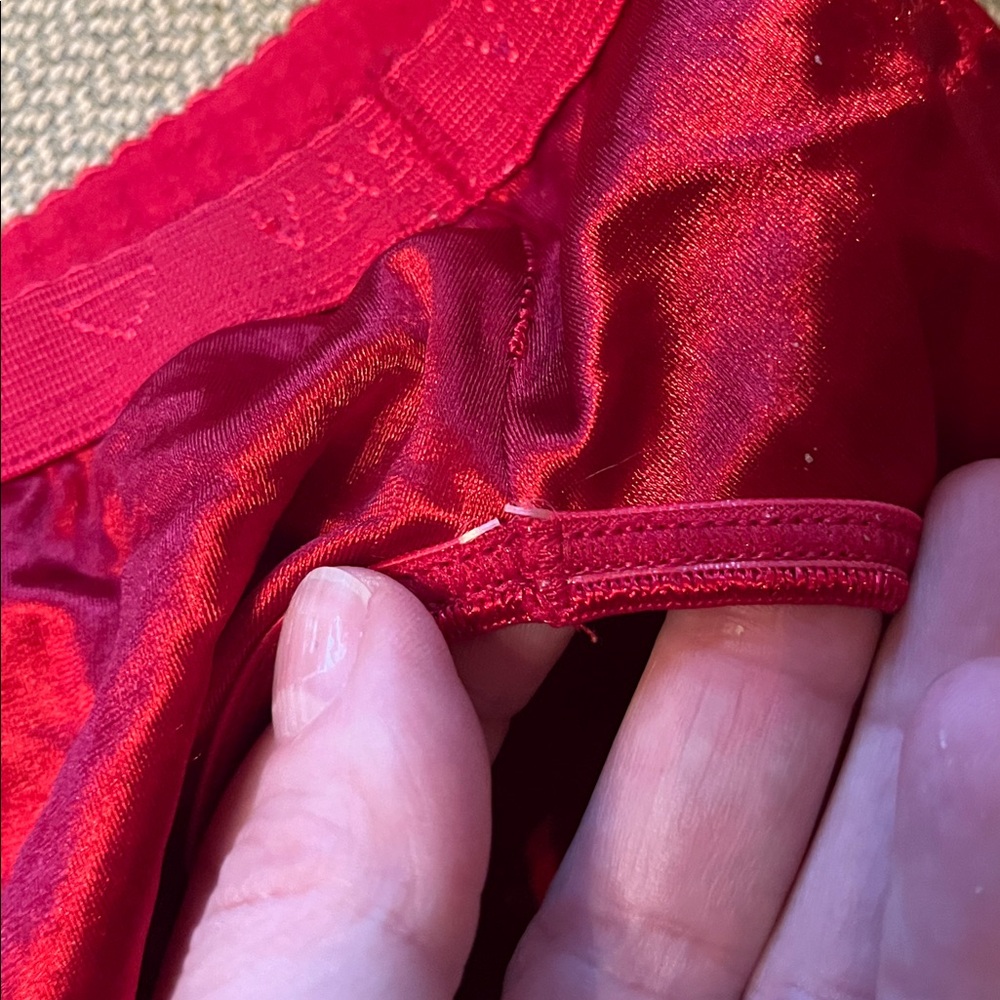 Vintage 90s Red Shiny Satin Vassarette Logo waistband Briefs Panties XL no tags - Picture 12 of 12